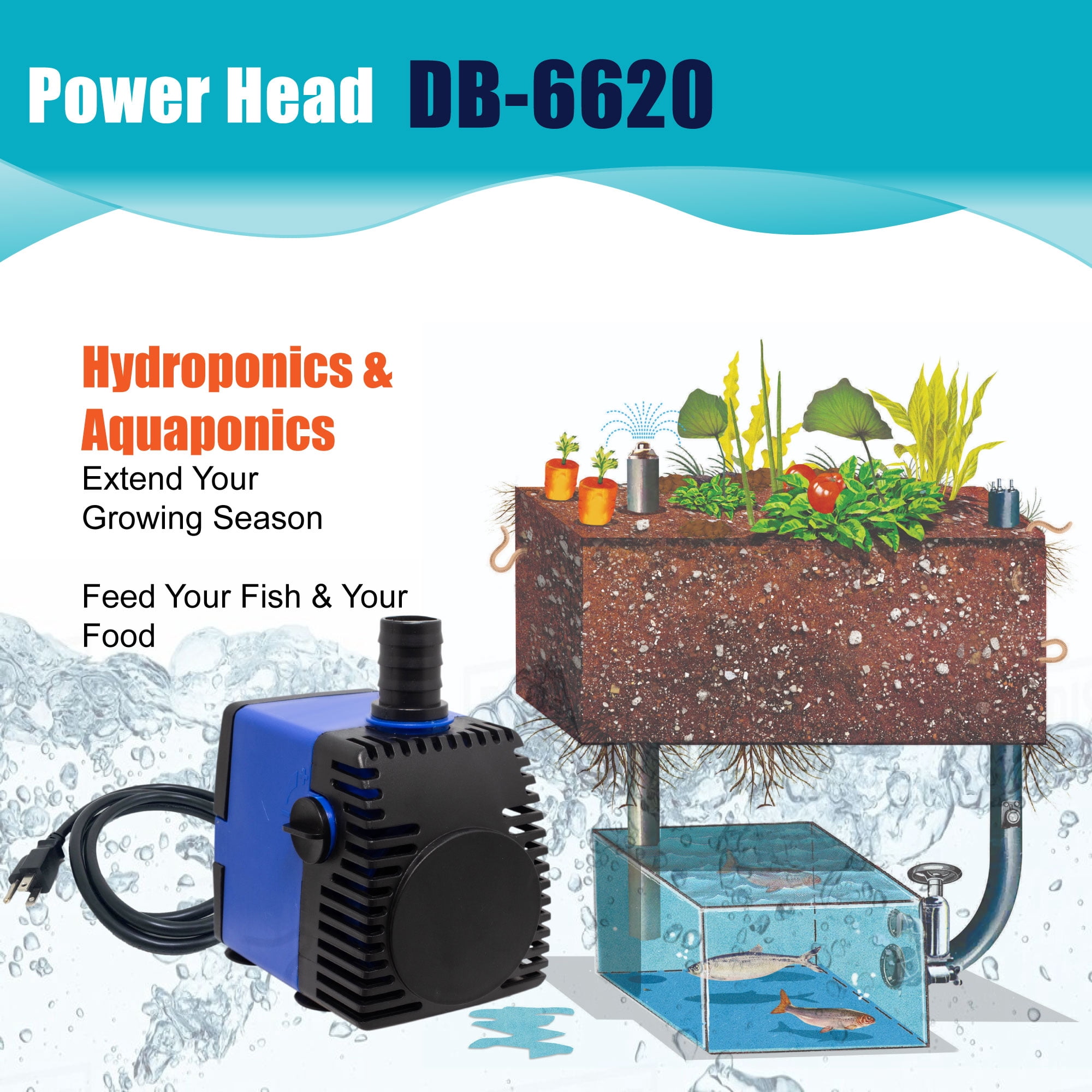 530 GPH Adjustable Fountain Pond Aquarium Fish Tank Water Pump