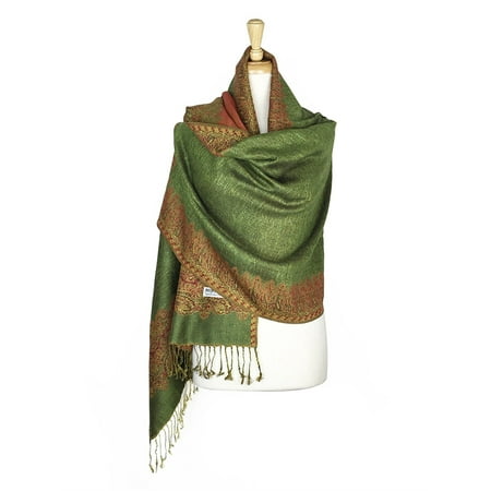 Layer Scarf - Paskmlna® Border Pattern Double Layered Reversible Woven Pashmina Shawl Scarf Wrap Stole #18