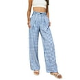 thumbnail image 2 of ClodeEU Women's Plaid Wide Leg Trousers with Elastic Waist,Lounge Y2k Trousers with Pocket Blue,Womens Plus M, 2 of 8