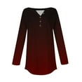 thumbnail image 5 of Holzkary Women's Long Sleeve Henley Tops V Neck Button Up Tops Casual Blouse Loose Fit T Shirts Pullover Tunics Long Sleeve Tops for Women Neck Casual Petite T Shirts Wine M, 5 of 5
