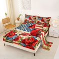 thumbnail image 2 of Manfei Cardinal Bird Blossoms Bed Sheets,American Flag Full Size Sheets,Red Green,4pcs,1 Flat Sheet, 1 Fitted Sheet and 2 Pillowcases, 2 of 6