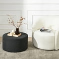 thumbnail image 3 of Modern Round Boucle Upholstered Ottoman with Soft Padded Seat, Multi-Functional Sofa Footrest, Side Table, Extra Seating for Living Room, Bedroom, Entryway (Black, 24" D x 24" W x 13" H), 3 of 8