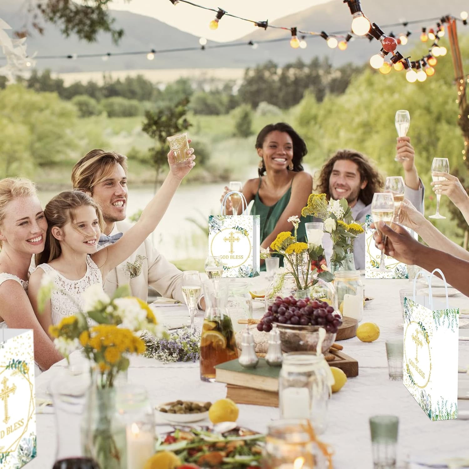 20 Pack Religious Party Favor Gift Bags for Christening Gifts for Girls and Boys Baptism, First Communion, Weddings, Confirmations or Other Religious Occasions