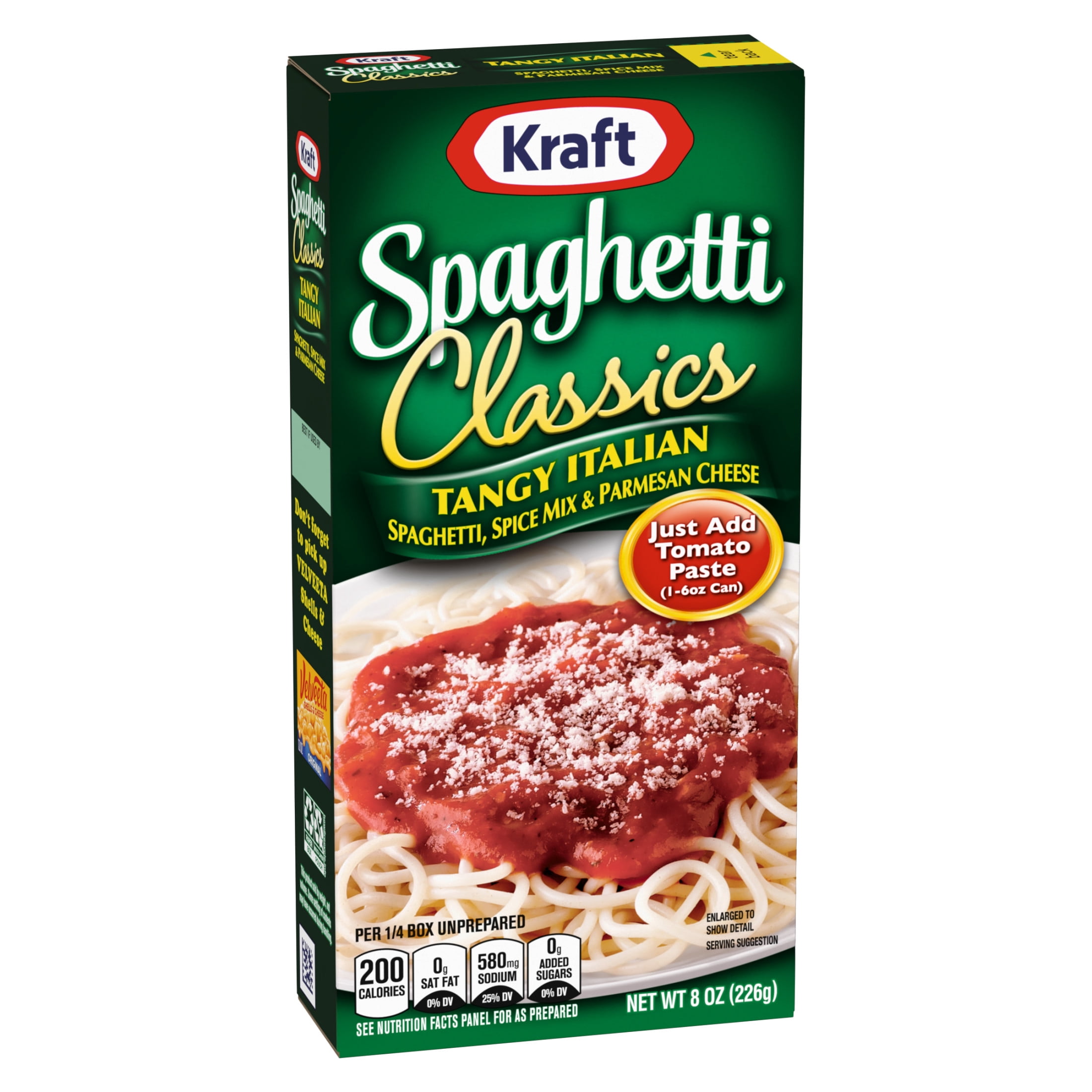 (6 pack) Kraft Spaghetti Classics Tangy Italian Spaghetti, Spices, & Parmesan Cheese Meal Mix, 8 oz Box