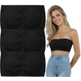 thumbnail image 4 of ToBeInStyle Women's Pack of 3 or 6 Seamless Classic Ruched Tube Top Bras w/ Removable Pads - 3 Pack: Black - One Size Plus, 4 of 4