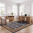 thumbnail image 3 of Garvee 9'x12' Vintage Floral Area Rug Oriental Distressed Carpet, Washable Non Slip Boho Rug for Living Room Bedroom Dining Room, Orange Blue, 3 of 8