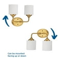 thumbnail image 4 of Lynzie Collection Two-Light Brushed Gold Etched Opal Glass Modern Bath Vanity Light, 4 of 13