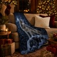 thumbnail image 3 of Gray Wolf Moonlit Snowy Forest Serene Photorealistic Style, Peaceful Mountain Lake Scene, Warm Flannel Blanket for Cabin and Lodge, Outdoor Lovers Friendship Gift, Festive Home Decor, 3 of 7
