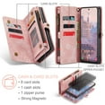 thumbnail image 2 of ELEHOLD Multi-Functional Wallet Case for Samsung Galaxy S23 Plus/S23+ 6.6",Large Capacity 8 Card Slots Zipper Purse Magnetic Detachable Phone Case with Wriststrap Luxury Leather Case, Pink, 2 of 8
