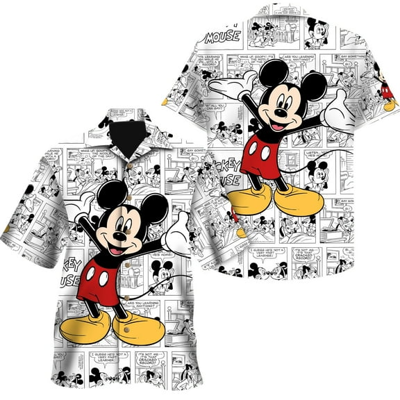 Disney Mickey Sketch Tropical Hawaiian Shirt, Summer Palm Tree Tee