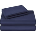 thumbnail image 3 of 1200 Thread Count 100% Egyptian Cotton 4-Piece Bed Sheet Set (1 Flat, 1 Fitted Sheet, 2 Pillow Covers) 30 Inches Deep Pocket Size Queen Color Navy Blue Solid, 3 of 5