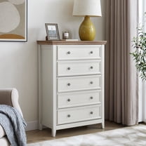Leumius 5-Drawers Dresser,Farmhouse Tall Chest of Drawers Closet Organizers and Storage for Living Room,Bedroom,Beige