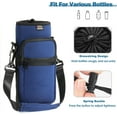 thumbnail image 2 of Nuovoware Water Bottle Carrier Bag with Adjustable Shoulder Hand Strap and 2 Pocket, Sling Neoprene Sleeve Sports Accessories for Hiking Travelling Camping, 40oz, Dark Blue, 2 of 7