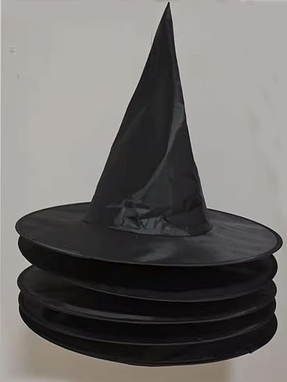 5 Pack Black Oxford Cloth Witch Hats for Halloween Costume and DIY Decoration