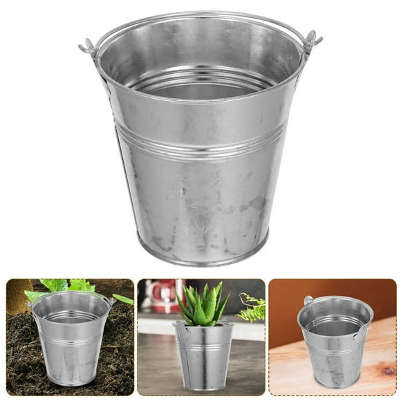 UPOUART Metal Bucket Silver Small Buckets With Handles 1Pcs