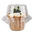 thumbnail image 3 of Cup X50 50 Pack Individual Cupcake Containers Stackable Single Compartment Cupcake Disposable Holder Box Deep Dome Clear Plastic White, 3 of 5