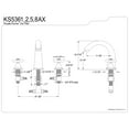 thumbnail image 2 of Kingston Brass KS5368AX Vintage Two-Handle Deck Mount Roman Tub Faucet, Brushed Nickel, 2 of 4