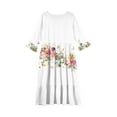 thumbnail image 3 of Inglocry Girls Floral Maxi Dress, Flower Printed Short Sleeves Dress with Pockets Summer Long Holiday Dress White 4-5Year, 3 of 4