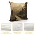 thumbnail image 4 of COMIO  River Throw Pillow Cushion Cover, Nature Theme The Silhouette of The Mountains Trees and River Landscape Print, Decorative Square Accent Pillow Case, Pale Brown, 4 of 5