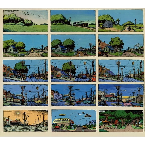 R. Crumb's Short History of America Art Poster, 15 Panels, 22 x 24 inches, Color Print NEW