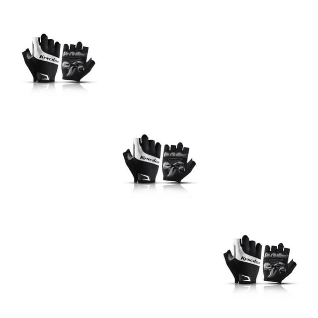 ZheElen 2 Pieces Cycling Gloves Multicolor Sports Protector Half-finger Glove Black L 3Set