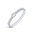 thumbnail image 5 of AFFY 0.50CT Marquise & Round Moissanite Diamond Stackable Wedding Band Ring 14K White Gold over Silver-10, 5 of 7