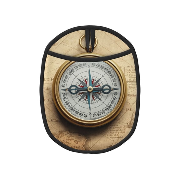 Naloa Magnetic Old Compass On World Map Silicone Pot Holders, Oven Mitts Heat Resistant Hot Pads, Non Slip Pot Holder for Kitchen Baking and Cooking 9.4 x 7.5 Inches