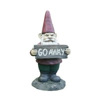 Hi-Line Gifts 10" Gnome Holding Go Away Sign Garden Statue