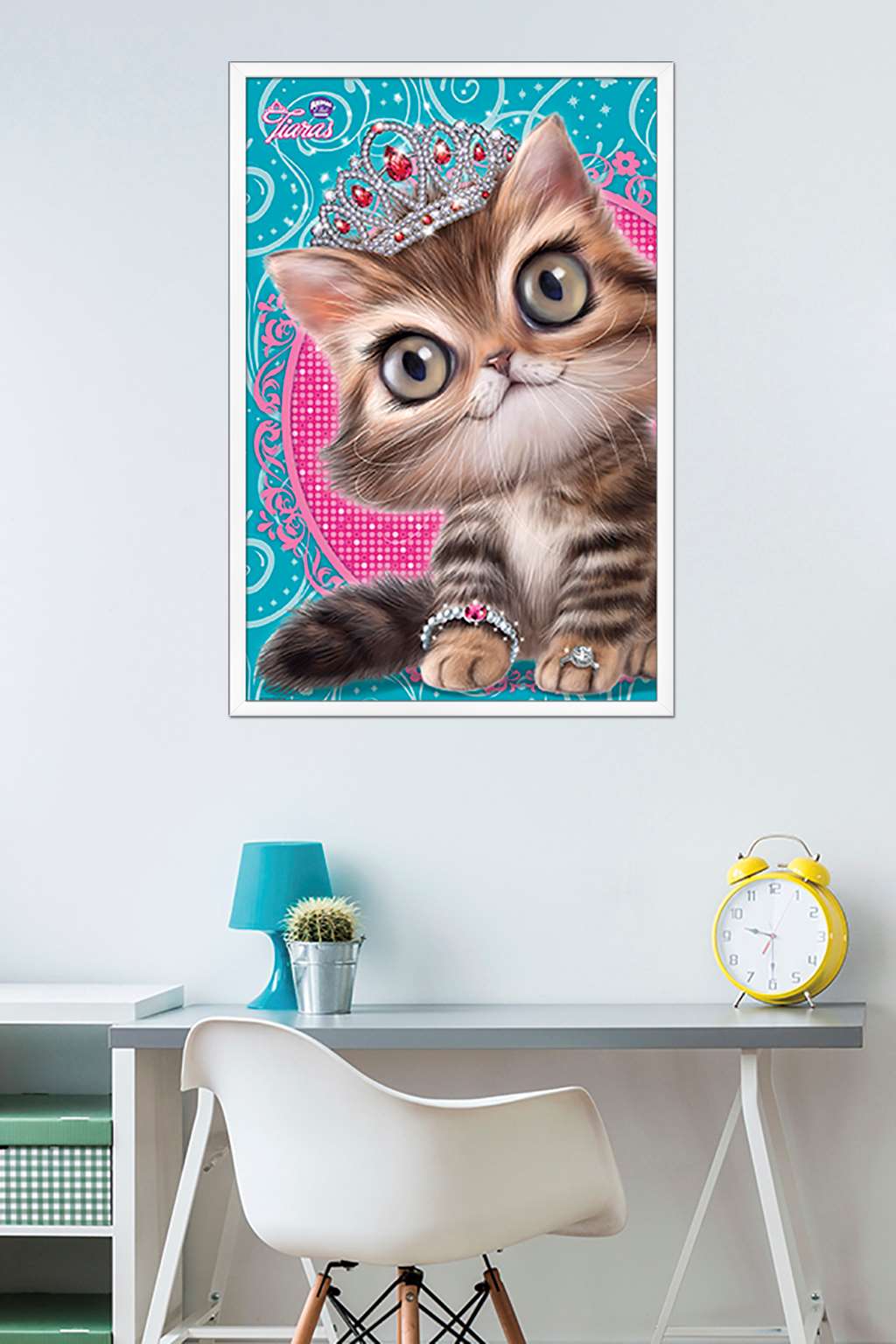 Animal Club - Kitten in a Tiara Wall Poster, 22.375" x 34", Framed