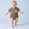thumbnail image 6 of Newborn Baby Soft Bodysuit Short Sleeve Crewneck Onesie Infant Boys Girls Summer Comfortable Breathable Outfits Brown 6-9 Months, 6 of 6