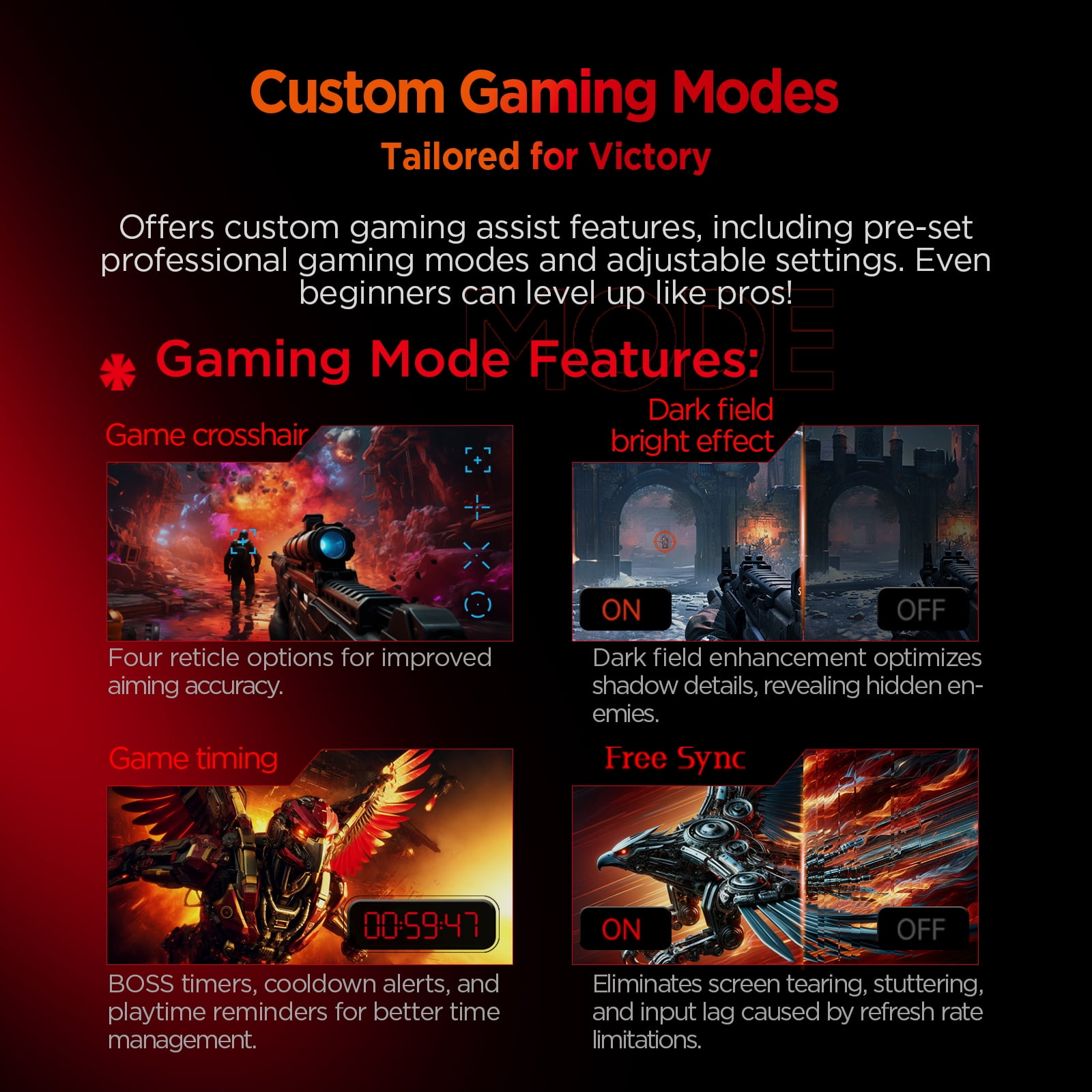 HKC G27H3D 27" 1920×1080 240Hz Gaming Monitor, Full HD Fast IPS Display, 1ms MPRT, HDR400, 90% DCI-P3 Color, HDMI 2.0 + DP 1.4, Hardware Low Blue Light, Tilt Adjustable, VESA Mount – Black