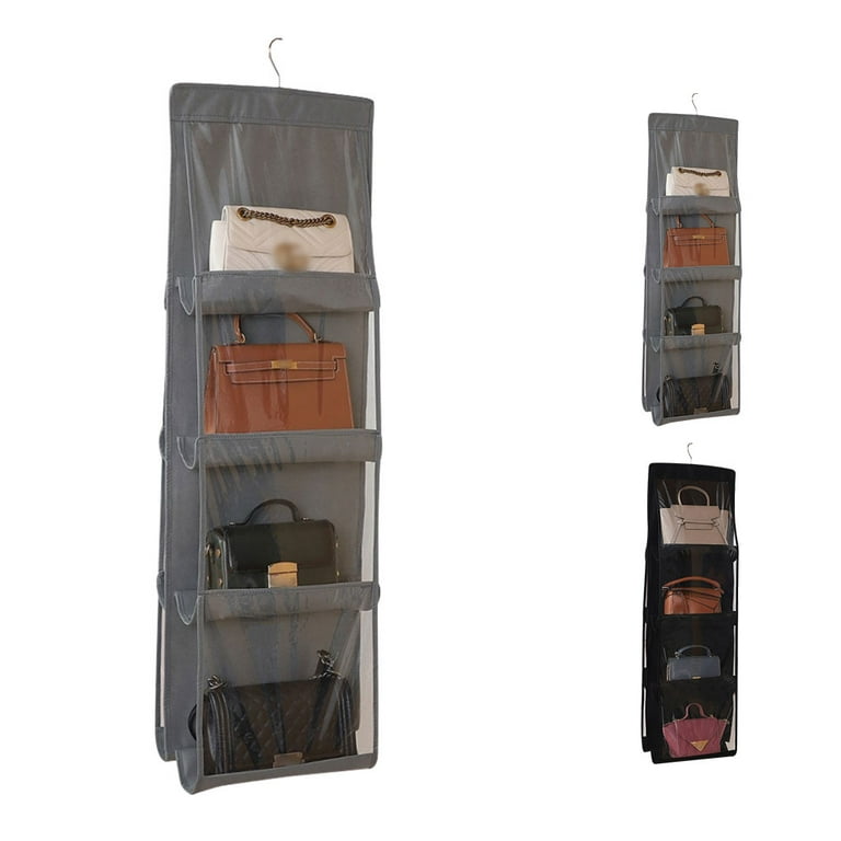  OBABO Purse Organizer for Closet, Hanging Handbag Purse  Organizer, Purse Storage Organizer, Metal Hooks, Handbag Organizer Have 8  Clear Pockets, Gray. (1PACK) : Home & Kitchen