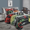 thumbnail image 3 of Lush Decor 100% Polyester Rock N Roll Reversible Quilt Black/Multi 4Pc Set Twin-XL, 3 of 11