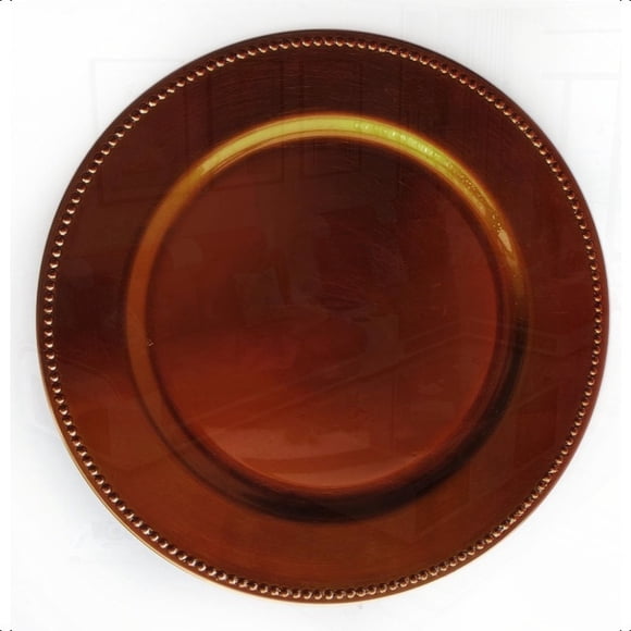 LOVEVER Charge It by Jay Chargeur Perlé 13 Assiette de Service Décorative en Mélamine pour la Maison Repas Professionnels Parfait pour Événements Haut de Gamme Soupers Fêtes Mariages Banquets Traiteur Cuivre