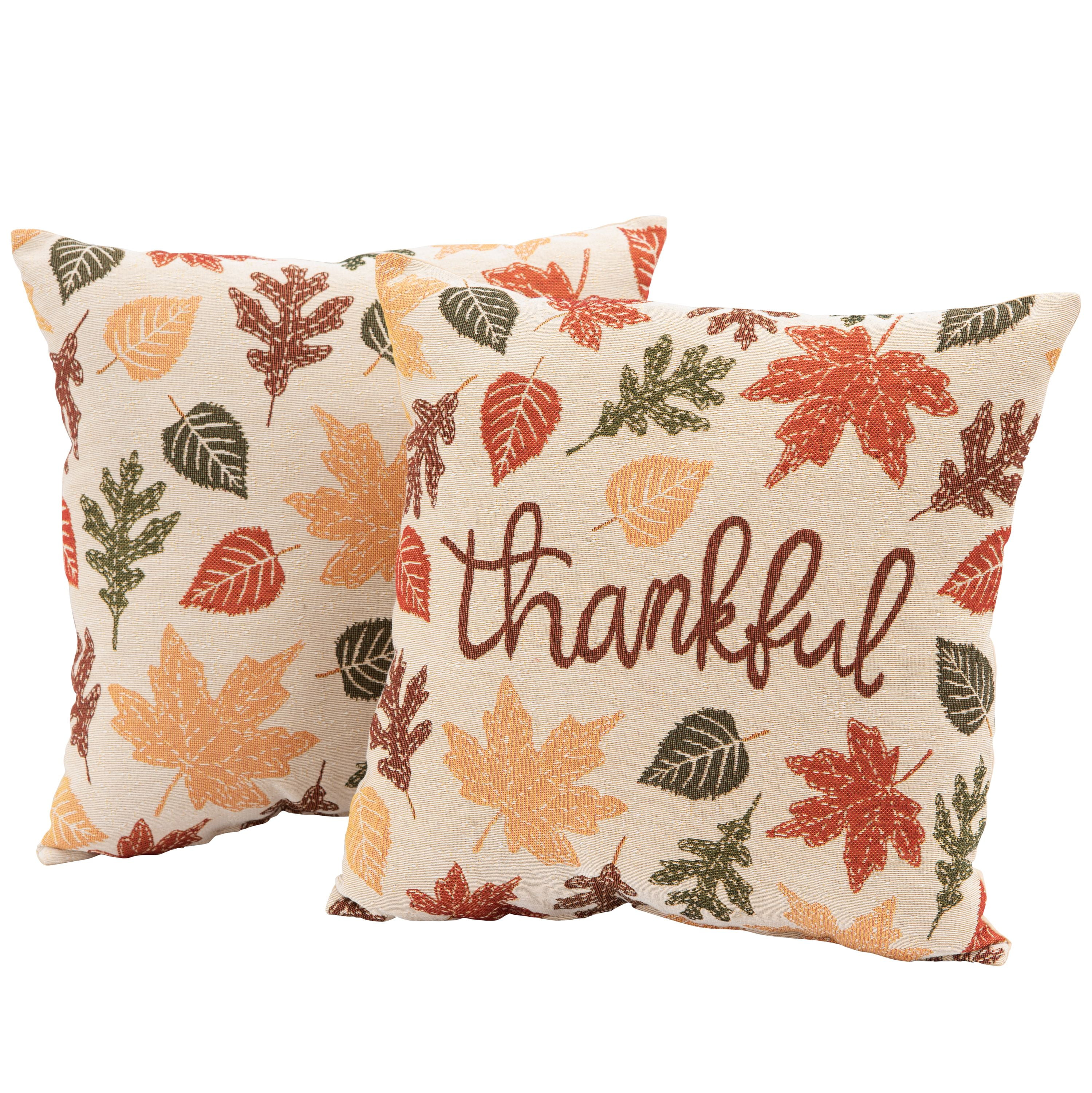 Mainstays Fall Thankful Decorative Throw Pillows, 17 x 17, 2 Pack ...