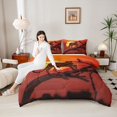 thumbnail image 4 of Feelyou Woodland Leopard Queen Comforter Set, Orange Sunset Bedding Comforter Set, 3pcs, 4 of 8