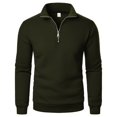 thumbnail image 7 of GrmtClth Mens Quarter Zip Pullover Polo Sweater Mock Neck Long Sleeve Lightweight Brushed Fleece Sweatshirts Army Green 2XL, 7 of 7