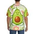 thumbnail image 3 of Lsque Avocado Keep Calm print Men's Cuban Collar Short Sleeve Shirt Summer Beachwear Casual Button Down Fashionable Vacation Leisure Shirt-Medium, 3 of 7