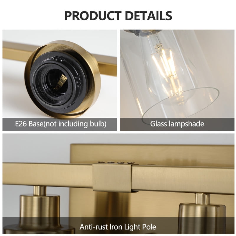 37" Gold 6-Light Bathroom Vanity Light Fixture, Modern Wall Sconce with Clear Glass Shades, Bathroom Light Fixtures Over Mirror for Vanity, Dressing Table, Hallway (Bulbs Not Included)