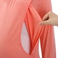 thumbnail image 4 of Xmarks Nursing T-shirt Solid Color Maternity Long Sleeve Top for Breastfeeding Pregnancy Shirt Pink L, 4 of 6
