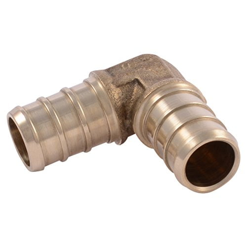 SharkBite 1/2 Inch Crimp 90 Degree Elbow, Pack of 10, Brass Plumbing Fitting, PEX Pipe, PE-RT, UC248LFA10