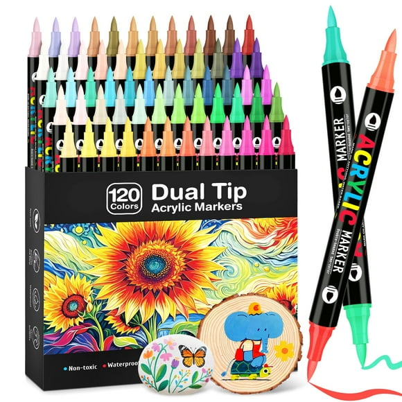 Marcadores de pintura acrílica BainGesk 120 colores con punta doble