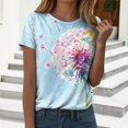 thumbnail image 2 of vigerkar Dandelion Graphic Floral T-Shirt Women Casual Summer Boho Tops Holiday Wildflowers Tee Shirts (Light Blue, XL), 2 of 7