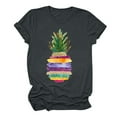 thumbnail image 2 of Quinlirra Womens Tops Clearance Under $5 Summer Beach Printed T-shirt with Round Neck and Short Sleeved Top, 2 of 3