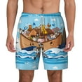 thumbnail image 3 of Uemuo Animals on Noah's Ark Floating Pattern Mens Swim Trunks Quick Dry Board Shorts with Mesh Lining, Stretch Beach Shorts Quick Dry No-Chafing Board Shorts-Medium, 3 of 9