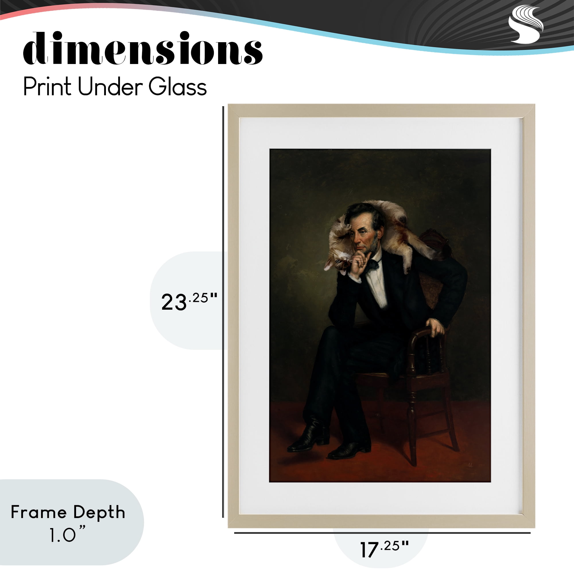Stupell Industries Cat & Historical Leader Birch Framed Print Under Glass, design by Sarah Adams