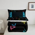 thumbnail image 5 of Gamer Comforter Set Bedroom Gaming Bedding Set Video Game Comforter Twin Size Home Decor Curtain Geometric Triangle Circle Quilted Duvet Set with 1 Pillow Sham Colorful, 5 of 7