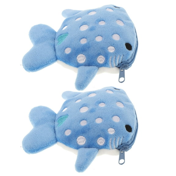 HONMEET 2pcs Shark Coin Purse Plush Fashionable Design Storage Women Daily Use 5.35*4.84*0.79in