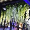thumbnail image 2 of Wisteria Hanging Flowers, 36 Pack 43.2 inch 3.6 Feet Wisteria Artificial Flower Fake Wisteria Vine Ratta Long Hanging Bush Garland Silk Flowers String Decorate Home Party Wedding Decor (Milk White), 2 of 7