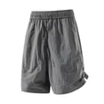thumbnail image 6 of Linen Shorts for Men 11 Inch Inseam Summer Gym Shorts for Men Loose Elastic Waist Drawstring Cargo Shorts with Pocket Lightweight Casual Sports Shorts Dark Gray XXL, 6 of 7